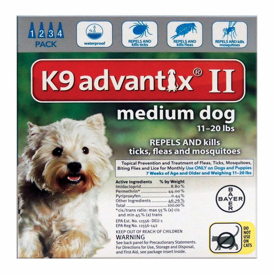 Bayer K9 Advantix II Liquid Dog Flea Drops Imidacloprid/Pyriproxyfen 0.14 oz