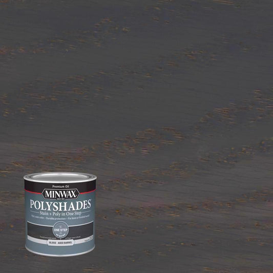 Minwax PolyShades Semi-Transparent Gloss Aged Barrel Oil-Based Polyurethane Stain and Polyurethane F (Pack of 4)