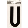 Hy-Ko 2 in. Reflective Black Vinyl Letter U Self-Adhesive 1 pc. (Pack of 10)