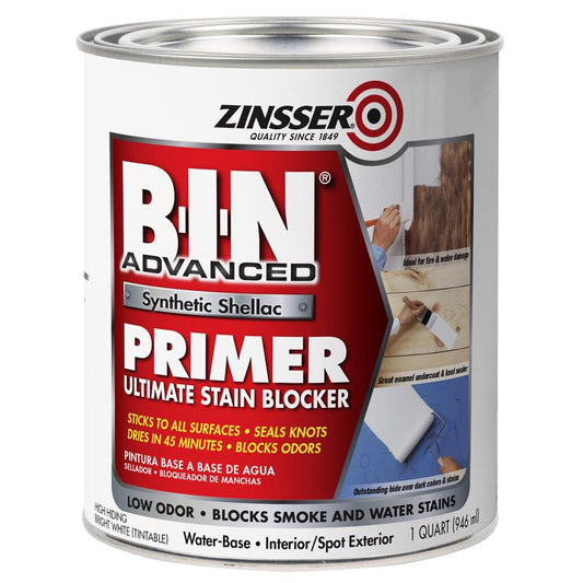 Zinsser BIN Advanced White Primer and Sealer 1 qt. (Pack of 4)