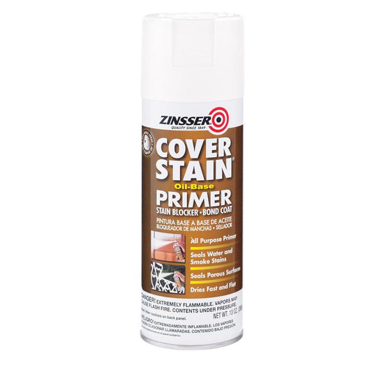 Zinsser Cover Stain White Flat Oil-Based Alkyd Primer/Sealer Spray 13 oz. (Pack of 6)