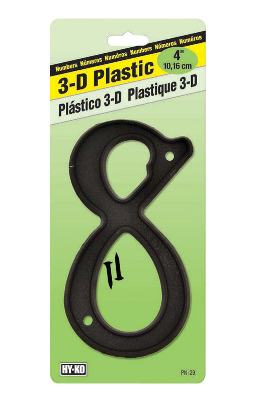 Hy-Ko 4 in. Black Plastic Number 8 Nail-On 1 pc. (Pack of 10)