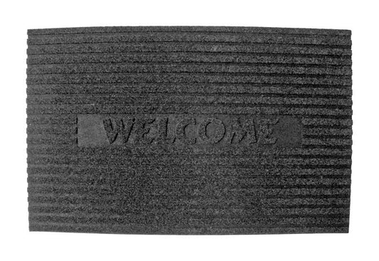 J & M Home Fashions 30 in. L X 18 in. W Charcoal Welcome Rubber Door Mat