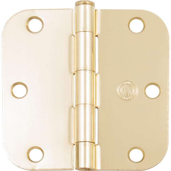 Bisagra estándar, 3-1/2 pulgadas, esquina con radio de 5/8", paquete a granel (100 unidades), latón pulido, de Stone Harbor Hardware