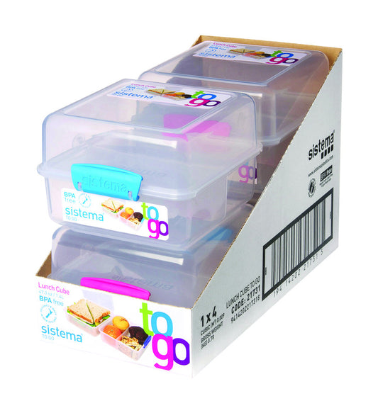 Sistema 21731Zs 48 Oz Klip ItÂ® Lunch Cube To Go Food Container (Pack of 4)