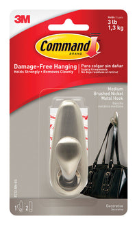3M Command 3-1/4 In. L Brushed Nickel Metal Medium Forever Classic Coat/Hat Hook 3 Lb. Capacity - Deal of The Week