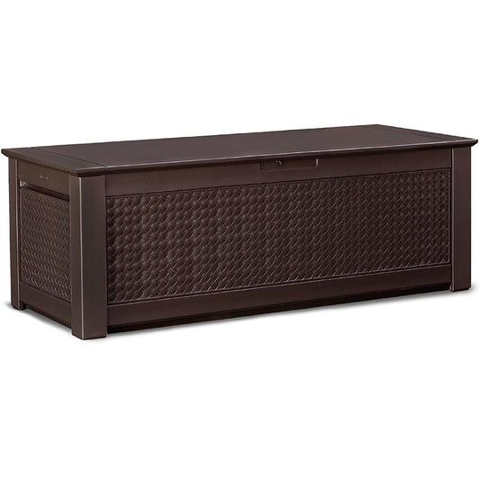 Rubbermaid Patio Chic 65 in. W X 29 in. D Brown Plastic Deck Box 136 gal