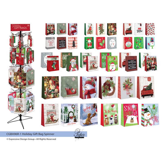 Paper Images Assorted Christmas Gift Bag (Pack of 96)