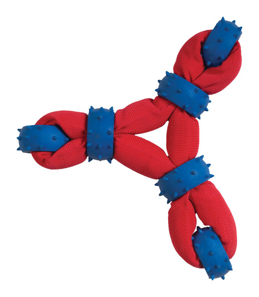 Chomper Gladiator Blue/Red Nylon/Rubber Tuff Nylon Triangle Tug Dog Toy Large