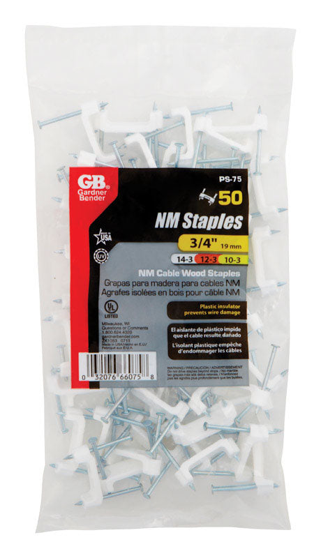 Gardner Bender 3/4 in. W Plastic Insulated Cable Staple 50 pk (Pack of 10)
