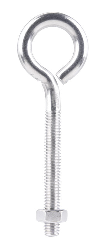 Hampton 5/16 in. x 4 in. L Stainless Steel Eyebolt Nut Included (Pack of 5)