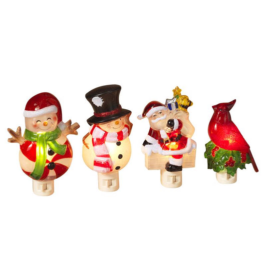 Gerson Assorted Snowman/Santa/Cardinal/Peppermint Indoor Christmas Decor 6.3 in. (Pack of 12)