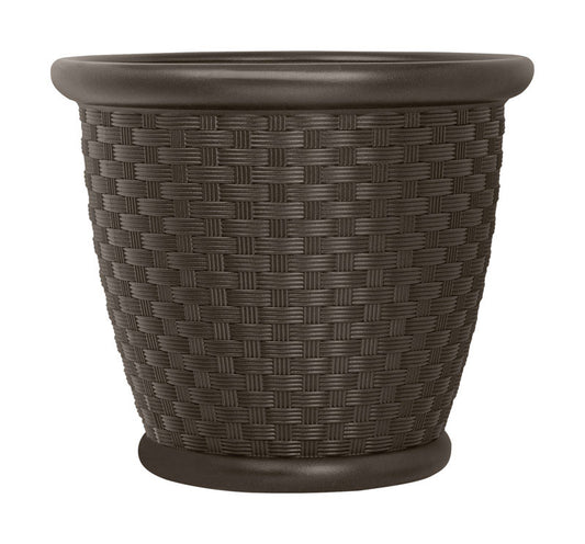 Suncast Sonora Brown Resin Round Planter 18 L x 15.75 H x 18 W in. (Pack of 4)