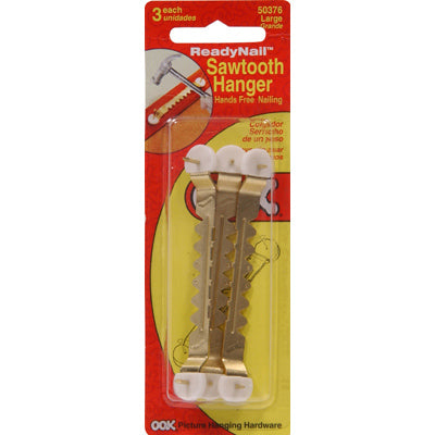 Ook OOK ReadyNail Brass-Plated Sawtooth Picture Hanger 40 lb 3 pk