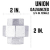 BK Products 3/4 in. FPT x 3/4 in. Dia. FPT Galvanized Malleable Iron Union (Pack of 5)