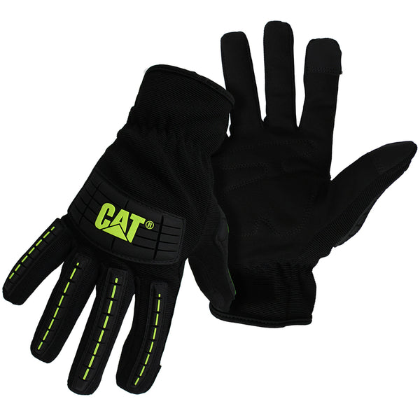 Guantes utilitarios de alto impacto para interiores/exteriores de hombre Cat, color negro/verde, L, 1 par - Oferta de la semana