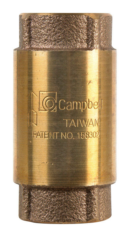 Campbell 3/4 in. D X 3/4 in. D FNPT x FNPT Red Brass Spring Loaded Check Valve