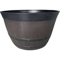 Southern Patio HDR Whiskey Barrel Planter 22.5 in Kentucky Walnut Resin Outdoor Plant Pot