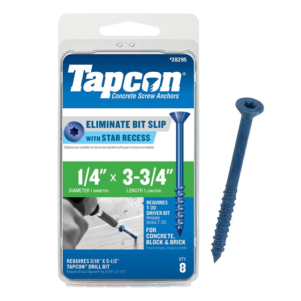 Tornillos para hormigón Tapcon de cabeza plana en forma de estrella de 3/16 pulg. x 3-3/4 pulg., para uso alto o bajo