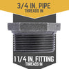 STZ Industries 1-1/4 in. MIP each X 3/4 in. D FIP Black Malleable Iron Hex Bushing
