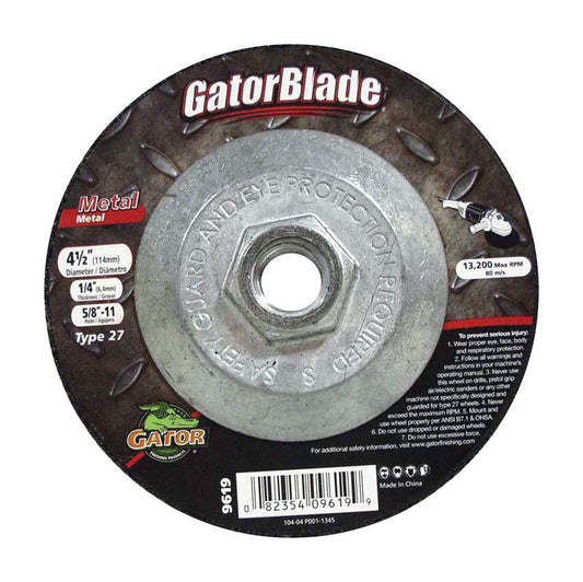 Gator 4-1/2 in. D X 1/4 in. thick T X 5/8 in. in. S Metal Grinding Wheel (Pack of 5)