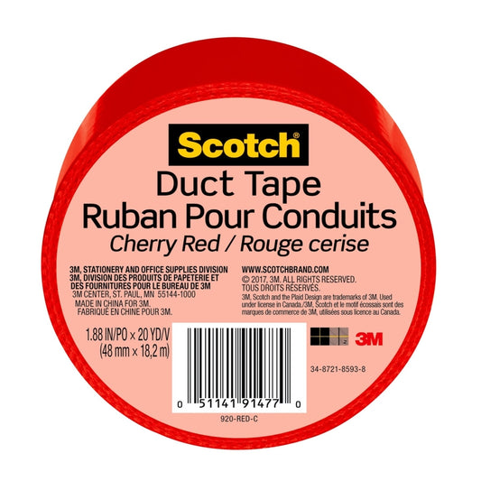 Scotch 1.88 in. W X 20 yd L Red Solid Duct Tape