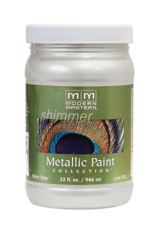 Modern Masters Shimmer Satin Pearl White Metallic Paint 1 qt (Pack of 4).