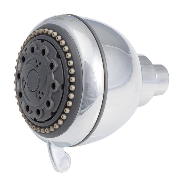 Cabezal de ducha de pared de plástico cromado pulido con masaje Champagne Whedon de 5 configuraciones y 2 galones por minuto