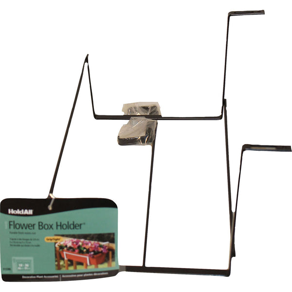Panacea Open End Adjustable Flower Box Holder for Railing Mount Fits 18 in to 36 in Window Boxes Black