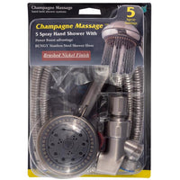 Whedon Champagne Massage Brushed Nickel Plastic 5 settings Handheld Showerhead 2 gpm