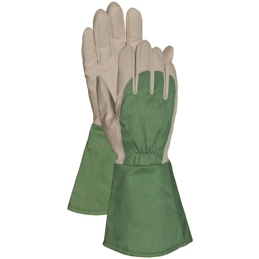 Bellingham Unisex Leather Combo Gauntlet Gloves Gray/Green M 1 pair