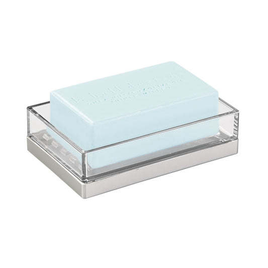 Interdesign 41080 5 X 3.25 X 1.25 Clear & Brushed Clarity Soap Dish