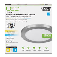 FEIT Electric 13 in. W Nickel LED Flat Panel Light Fixture