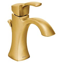 Brushed gold one-handle high arc bathroom faucet