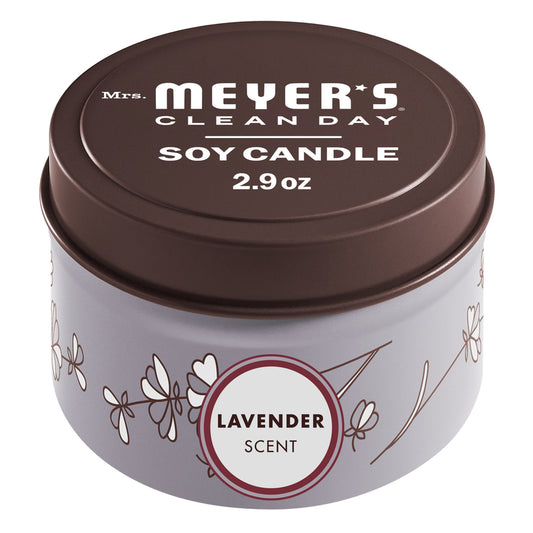 Mrs. Meyers White Lavender Scent Tin Candle 1.83 in. H x 2.96 in. Dia. 2.9 oz. (Pack of 8)