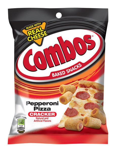 Combos Baked Snacks Pepperoni Pizza Cracker Filled Pretzels 6.3 oz. Pegged (Pack of 12)