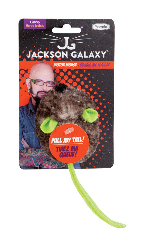 Jackson Galaxy Green/Gray Plush Motor Mouse Cat Toy Small 1 pk