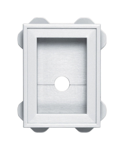 Bloque de montaje de vinilo blanco preacabado Builders Edge de 6-1/4 pulg. de alto x 8 pulg. de ancho x 1-5/8 pulg. de largo