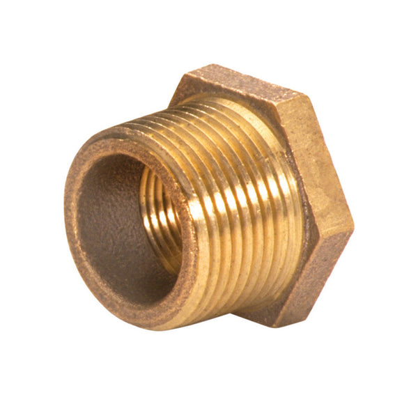 Buje hexagonal de latón rojo de 1-1/2 pulg. macho x 3/4 pulg. D hembra JMF Company