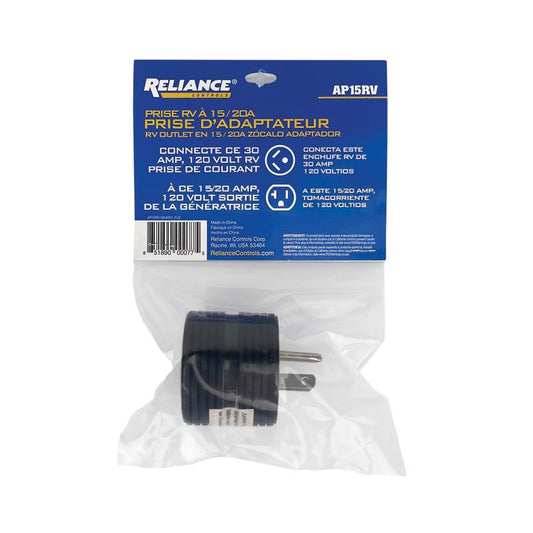 Reliance Controls Commercial and Residential Plastic Angle Blade Adapter 5-15R 14 AWG 3 Wire