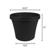 Bloem Terra 16.9 in. H X 20 in. D Plastic Rim Planter Black