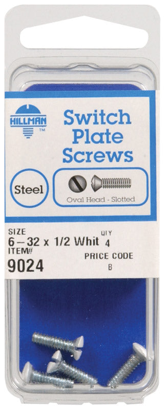 Hillman No. 6-32 x 1/2 in. L Slotted Oval Head Steel Machine Screws 4 pk (Pack of 10)