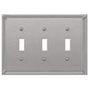 Amerelle Imperial Bead Brushed Nickel 3 gang Metal Toggle Wall Plate 1 pk