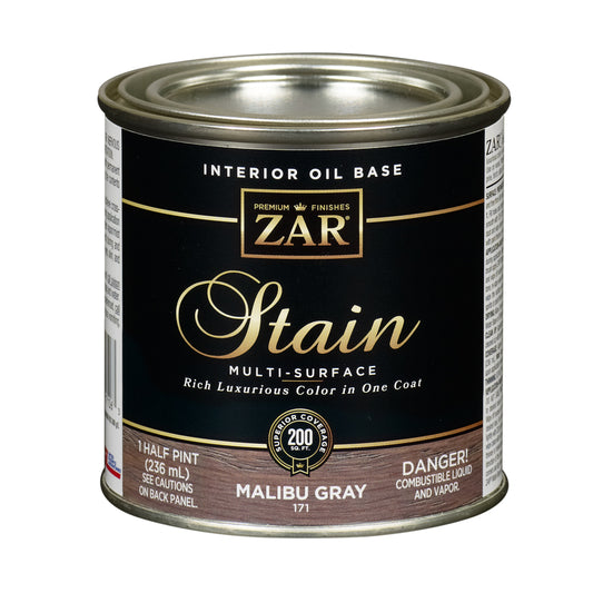 ZAR Solid Satin Malibu Gray Oil-Based Wood Stain 1/2 pt (Pack of 6).