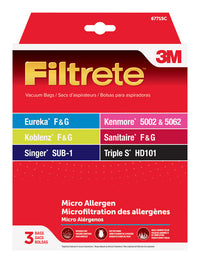 3M 67715B-6 Eureka Size F & G Filtrete Vacuum Bags 3 Count                                                                                            