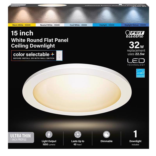 Feit Electric 15 in. W White LED Flat Panel Light Fixture