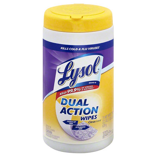 Lysol Dual Action Fiber Weave Antibacterial Wipes 75 pk (Pack of 6)