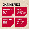 Oregon AdvanceCut R55 16 in. Chainsaw Chain 55 links