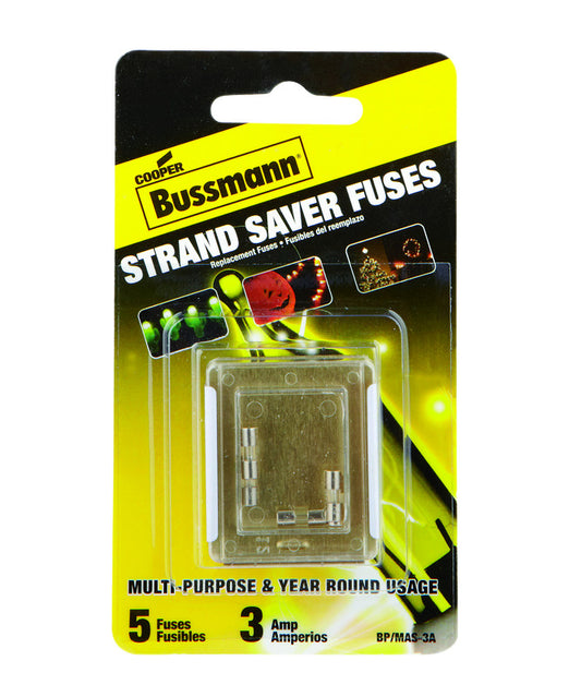 Bussmann 3 amps Glass Tube Fuse 5 pk