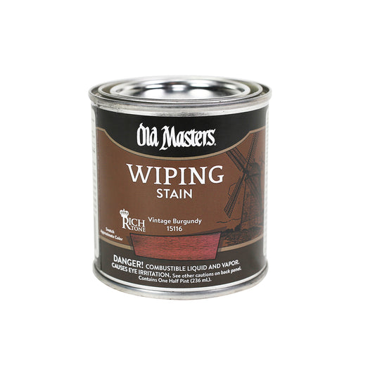 Old Masters Semi-Transparent Vintage Burgandy Oil-Based Wiping Stain 0.5 pt. (Pack of 6)
